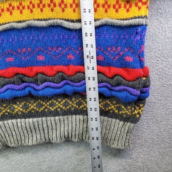 Vintage Wool Sweater Womens Large Striped Knitted By Hand Cosby Crescendo 90s - Picture 13 of 16